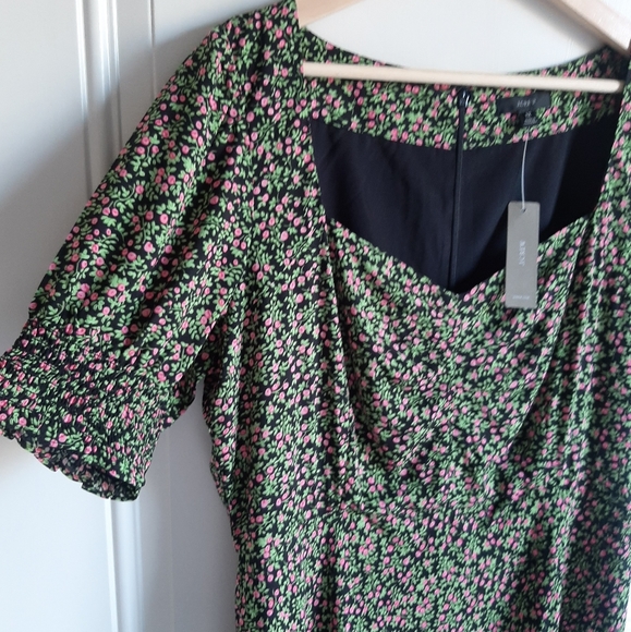 J. Crew | Dresses | Nwt J Crew Green Smocked Sleeve Midi Dress Size 2 |  Poshmark